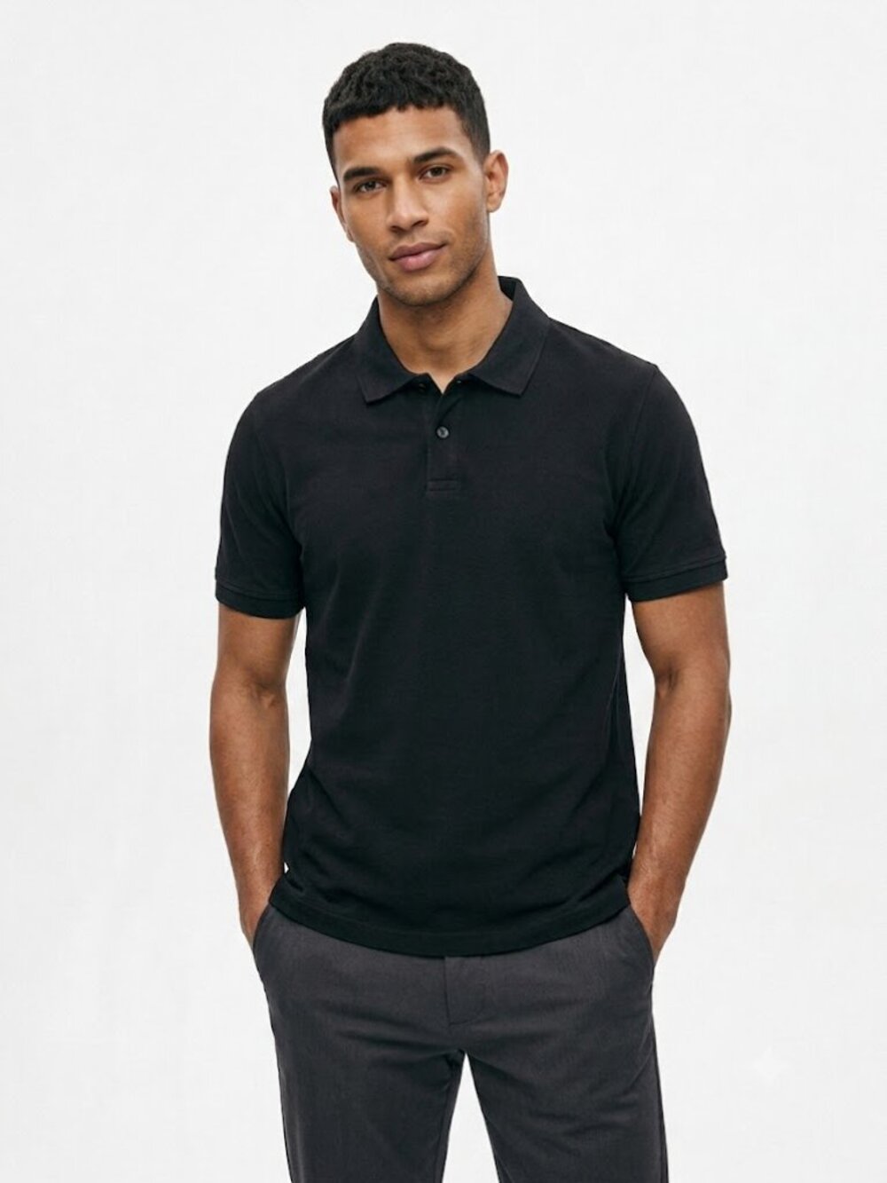 George Mens Polo Shirt Black XL Regular Fit Classic Casual